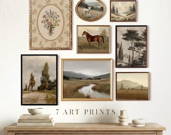 Vintage Farmhouse Gallery Wall Art Set, Rustic Prints, Classic Cottage Wall Decor, Digital Download