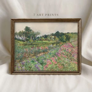 Cottagecore Flower Garden Print: Vintage Watercolor Farmhouse Wall Art (Digital Download)