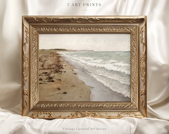 Vintage Seascape Print, Coastal Painting, Digital Download