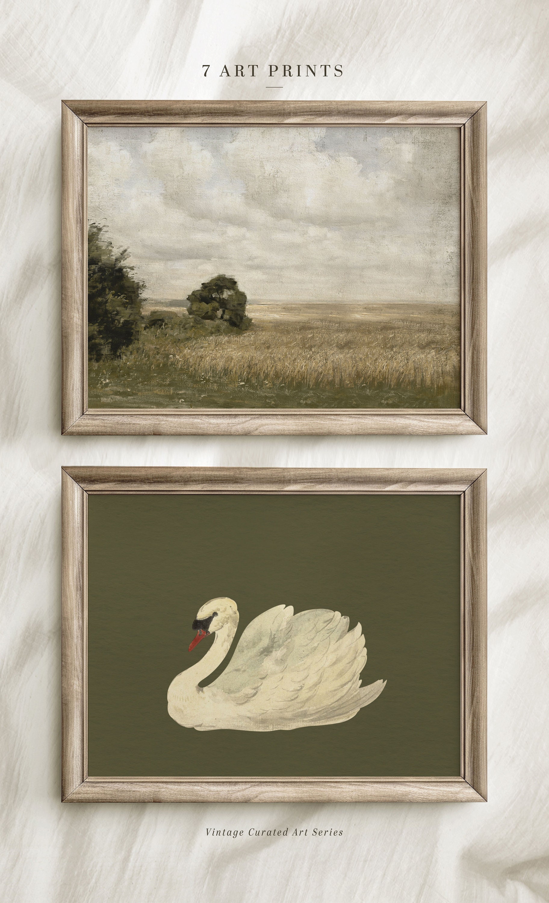 Vintage Green Gallery Wall Art Set: Neutral Tone Prints (digital ...