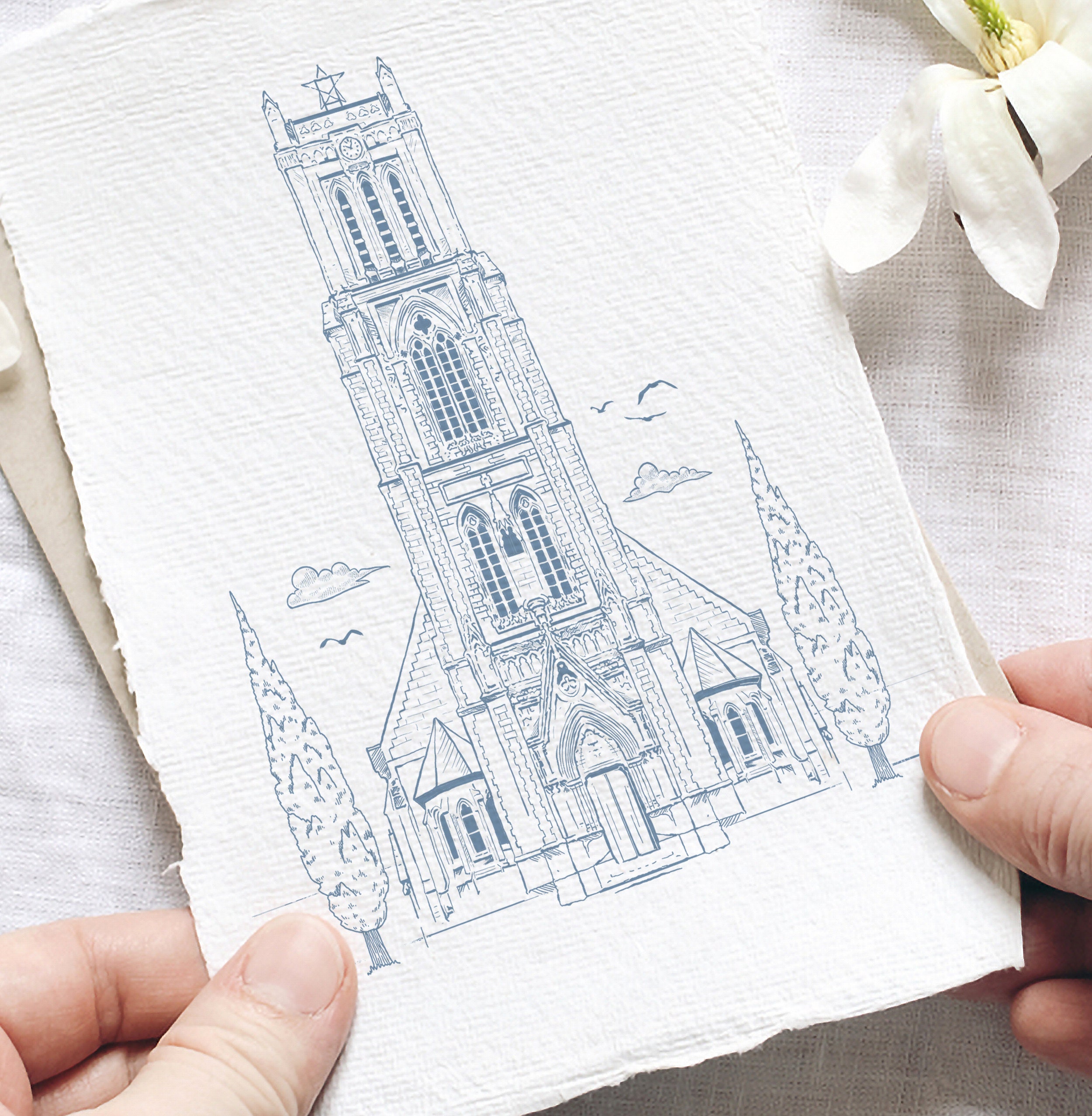 Custom Wedding Venue Illustration: Invitation Sketch (digital Download ...