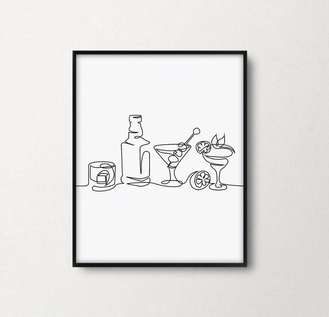 printable kitchen prints wall art, set of 6, hand... Kitchen Print, Alcohol Art, Drinks Print, Martini Art, Cocktail Print ...