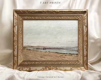 Vintage Seascape Print, Coastal Painting, Digital Download