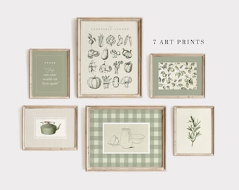 Kitchen Wall Art Set, Sage Green Kitchen Decor, Digital Download