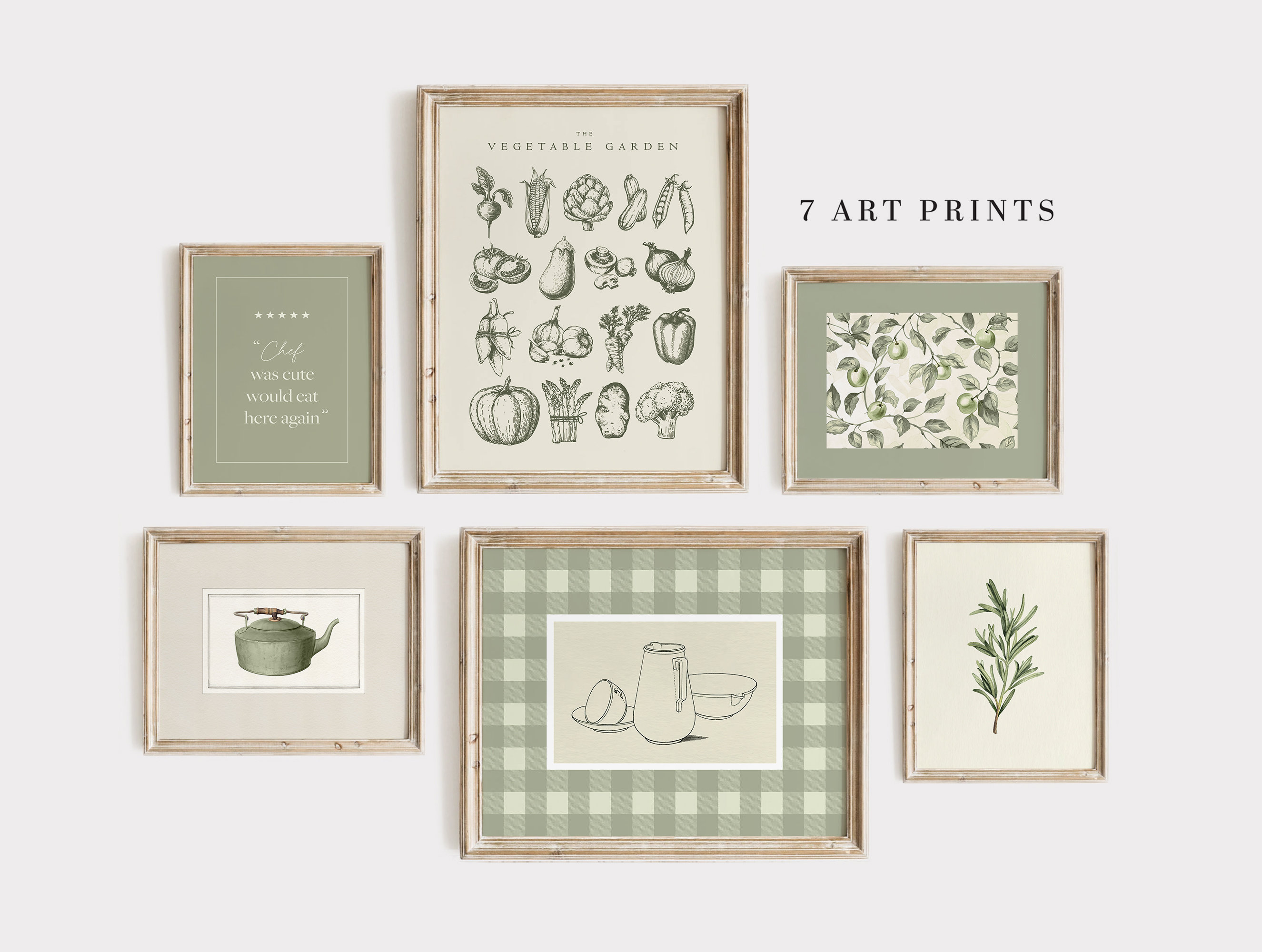 Kitchen Wall Art Set, Sage Green Kitchen Decor, Digital Download