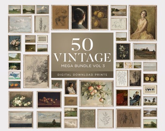 50 láminas de arte vintage: Colección ecléctica para pared (descarga digital)