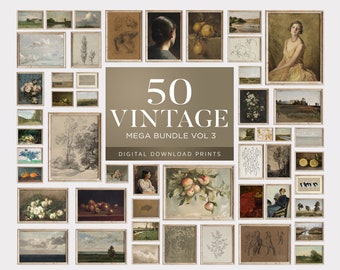 50 Vintage Gallery Wall Set, Gallery wall Print Set, MEGA BUNDEL Wall Set eclectisch, Antiek Home Decor, Country Art, Boerderij Europees