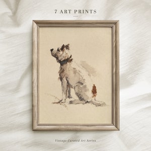 Vintage Animal Print, Dog Painting,Digital Download