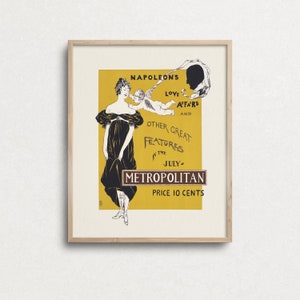 Sztuka ścienna Vintage Woman, EDWARD PENFIELD, Romanse Napoleona, Żółty plakat, Art Nouveau Wall Print, Do sztuki eklektycznej