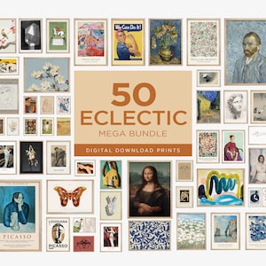 50 Gallery Wall Set, Eclectic Mega Bundle Set, Gallery Wall Art, Eclectic Wall Art, Eclectic Home Decor, Colorful Maximalist Prints, DIGITAL