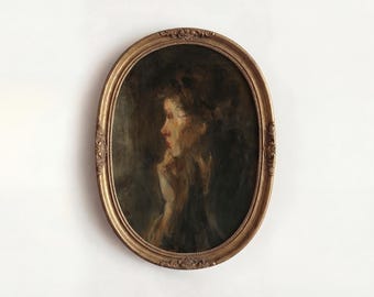 Vintage Portrait Print, Woman Portrait Painting, Digital Download