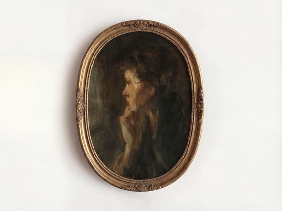 Vintage Portrait Print, Woman Portrait Painting, Digital Download