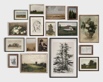 Vintage Gallery Wall Art Set: Eclectic Antique Prints (Digital Prints)