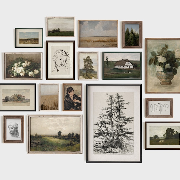 Vintage Gallery Wall Art Set: Eklektische antike Drucke (Digitaldrucke)