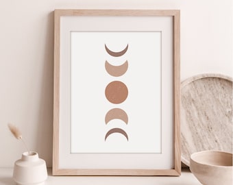 Geometrische abstrakte Kunst Mond Phasen druckbare Wand Kunst Neutrale Wand Kunst Digitaldruck Boho Dekor Minimalistischer Druck moderne Kunst Sofortiger Download