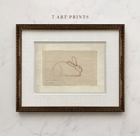 Vintage Bunny Sketch Print: Rustic Animal Wall Art (Digital Download)