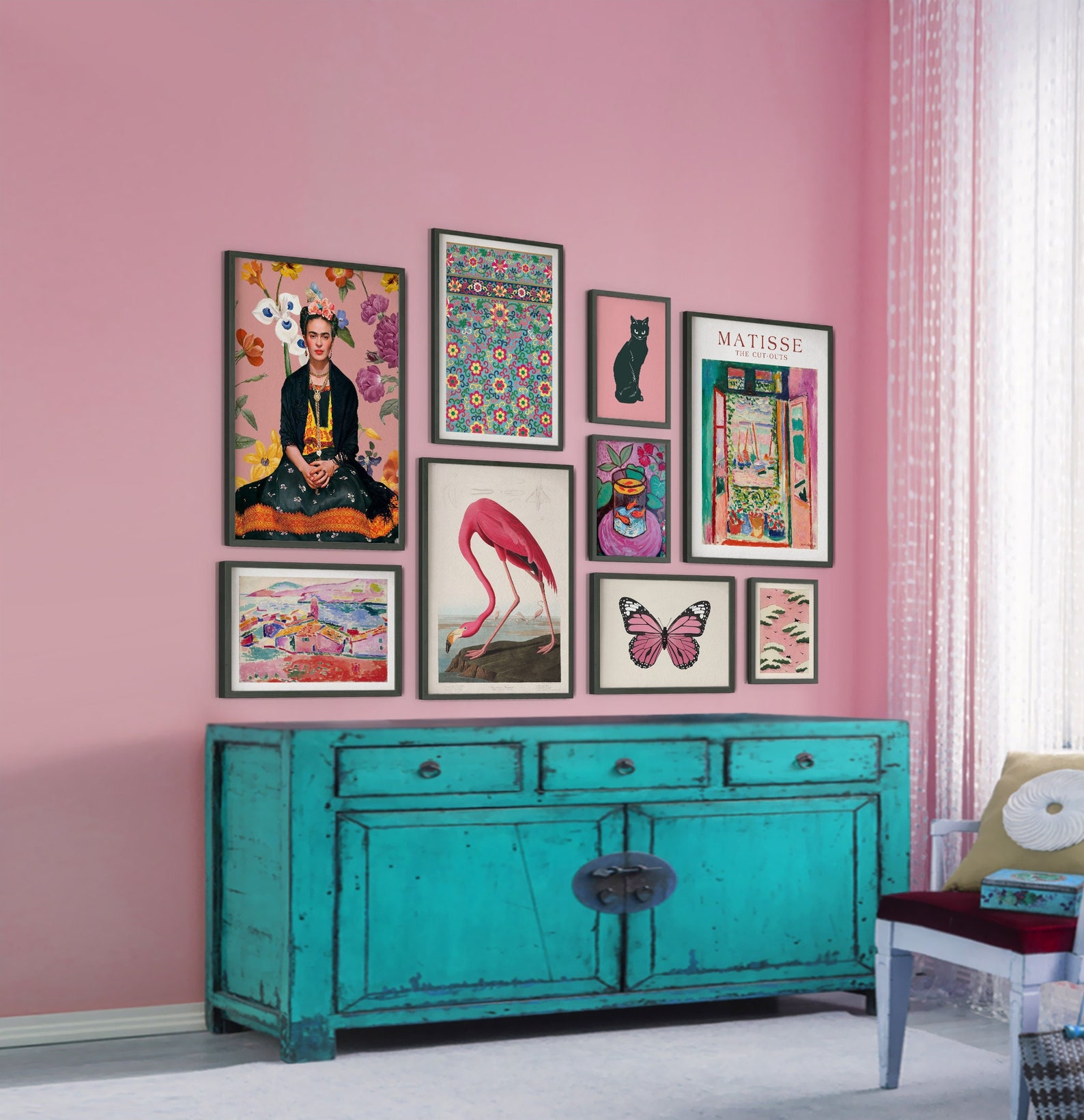 Eclectic Gallery Wall Print Set Set of 9 Vibrant Wall Art Etsy