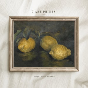 Vintage Still Life Print, Lemons Painting, Digital Download