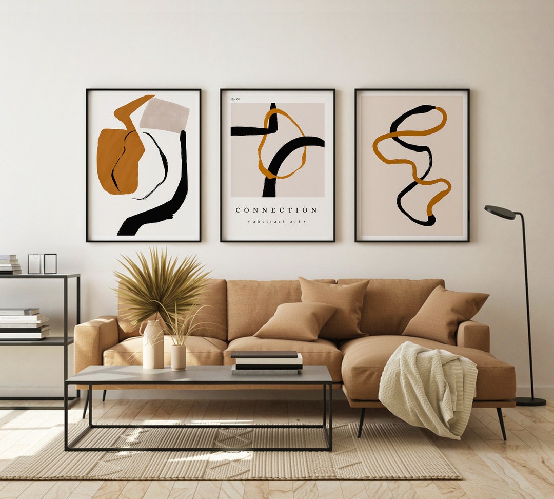 Abstract Gallery Wall Art Set of 3, Minimalist Bundle Print Set, Home ...