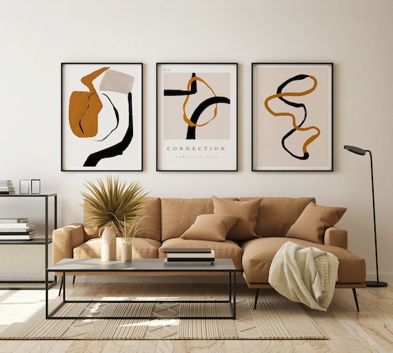 Gallery Wall Set Abstract Art Original Minimalist Set of 3 Wall Art Tapestry Aesthetic Wall Hanging