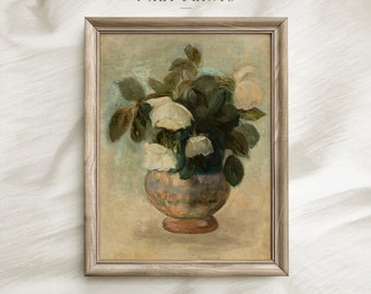 Vintage Still Life Print, Flowers Painting, Digital Download