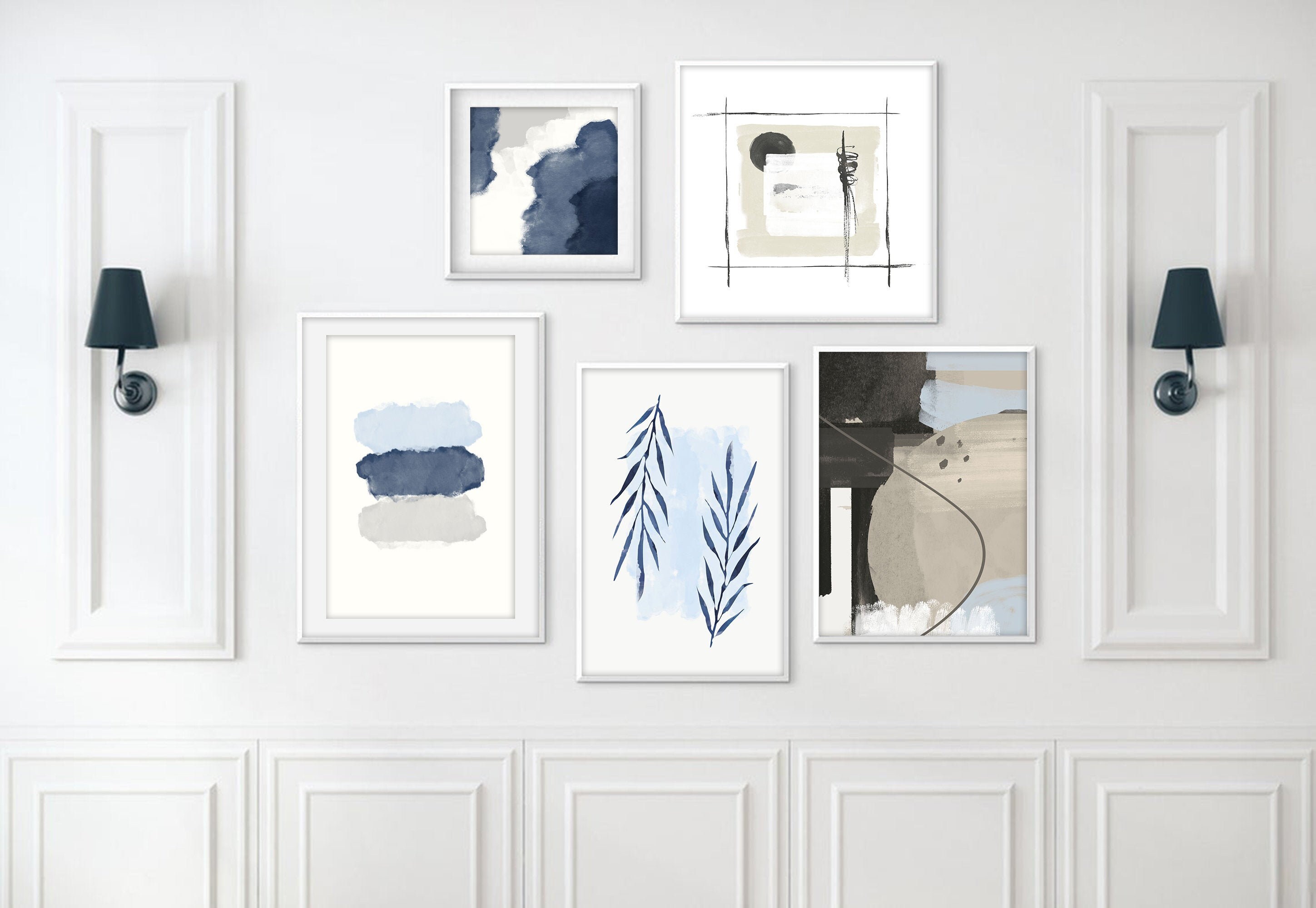 Blue Art Print Set of 5 Abstract Digital Printable Art | Etsy