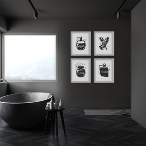 Bathroom Wall Art Set of 4, Printable Bathroom Wall Decor, Bathroom Art ...