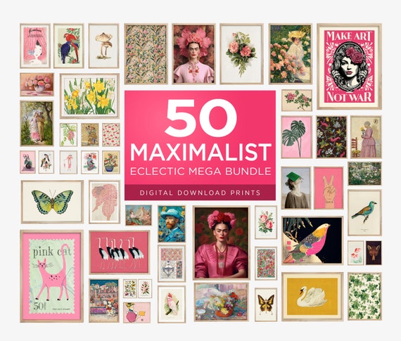 Maximalist Gallery Wall Art Set: Eclectic Prints, Van Gogh, Frida Kahlo (Digital Download)