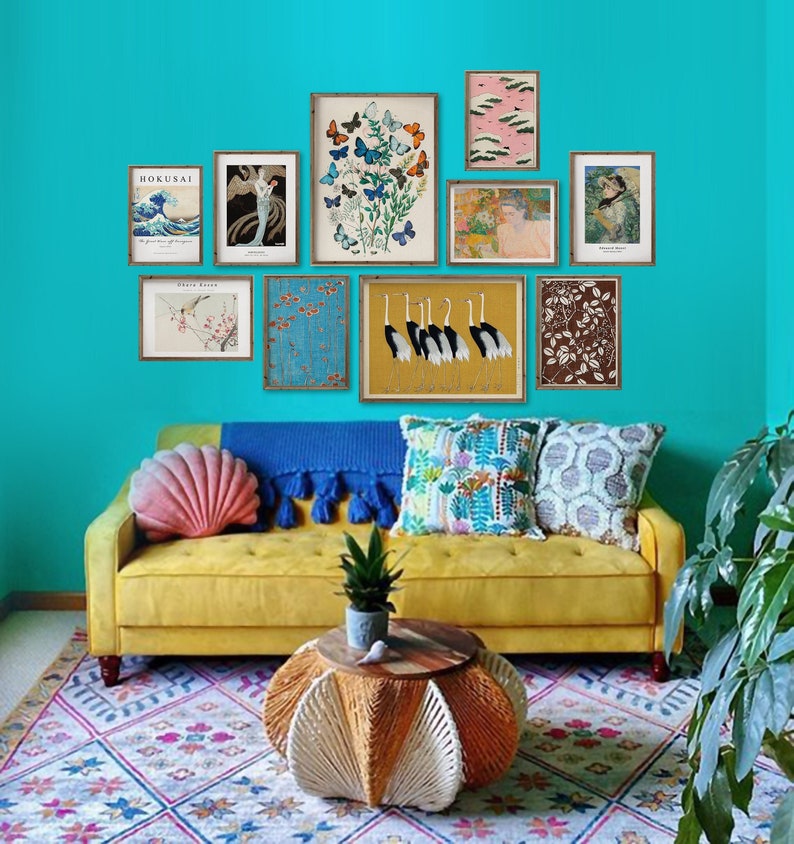Eclectic Art Gallery Wall Set of 10 Vintage Print Set Etsy