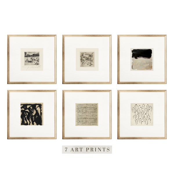 Conjunto de arte de parede vintage bege e preto (download digital)