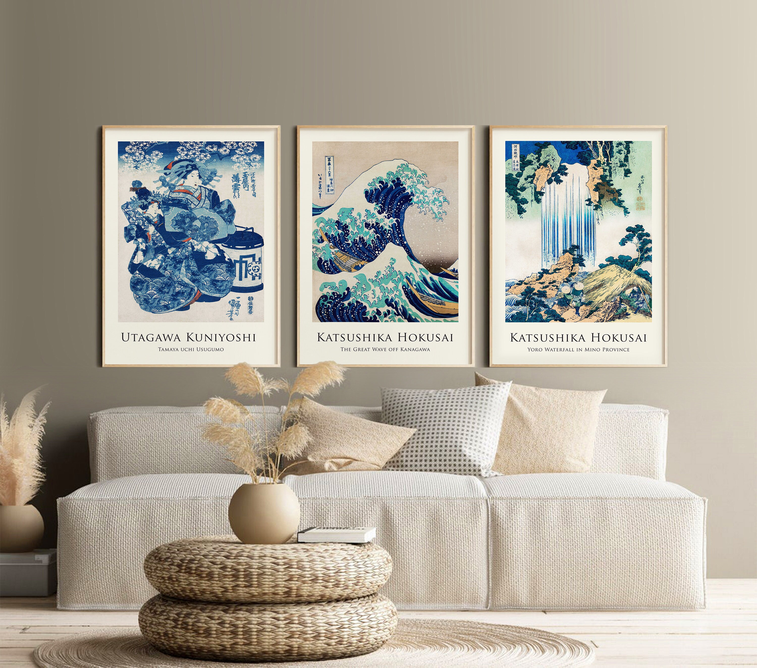 Japanese Wall Prints Set of 3, Gallery Wall Art Set