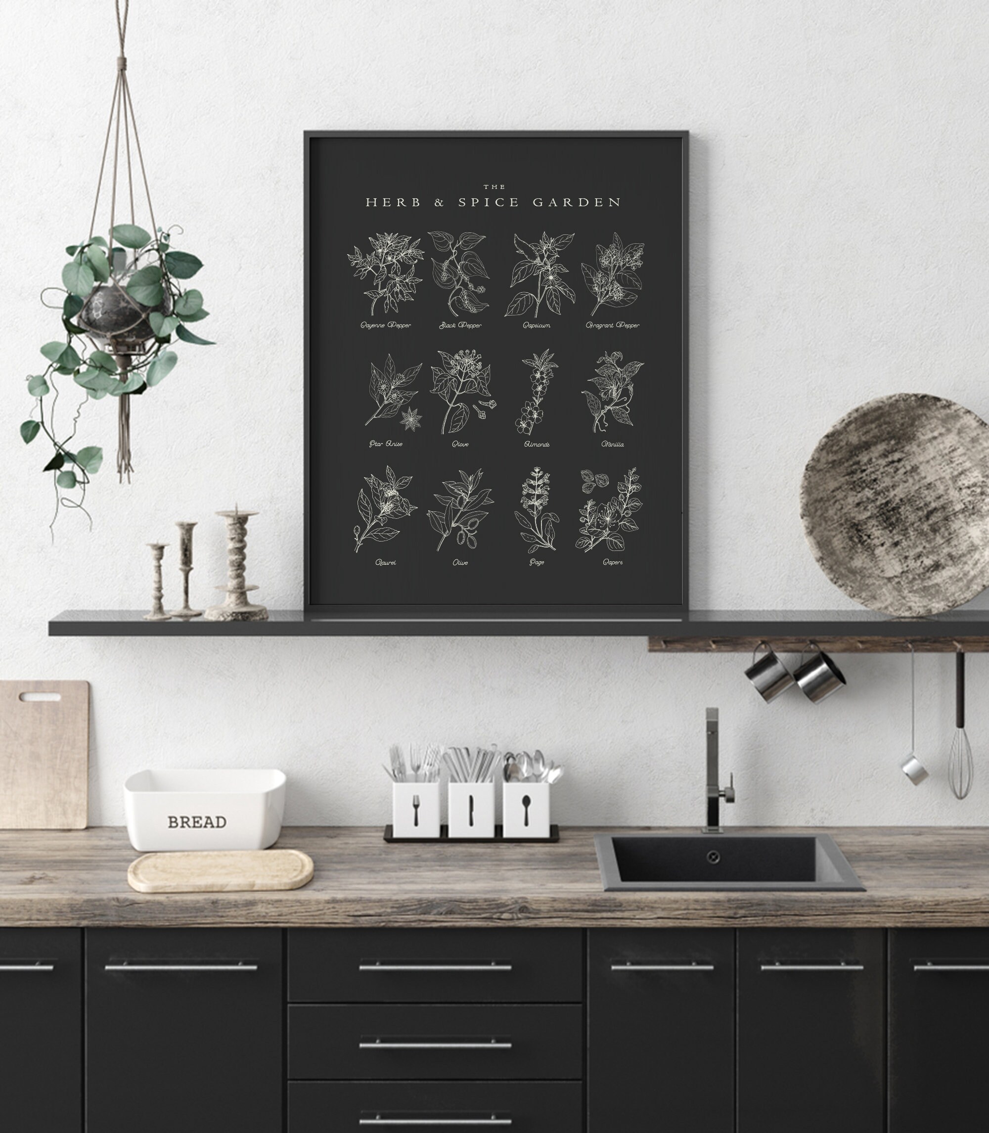Vegetable & Herb Garden Prints: Kitchen Botanical Illustration (digital ...