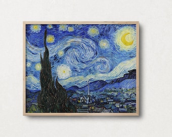 Stampa Van Gogh, La notte stellata, Arte murale eclettica, Stampe d'arte vintage, Galleria Arte murale, arte espositiva, download digitale, stampa digitale