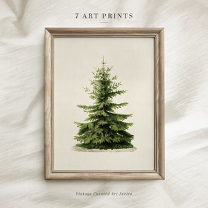 Christmas Print, Vintage Pine Tree Print, Christmas Tree Painting,Winter Wall Art, Farmhouse Decor, Home Decor, Digital Download