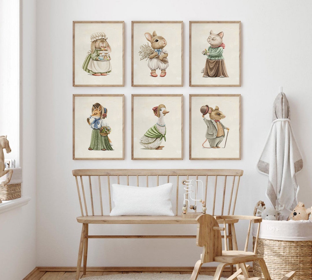 Nursery Gallery Wall Set, Vintage Animal Nursery Print, Kids Room Decor ...