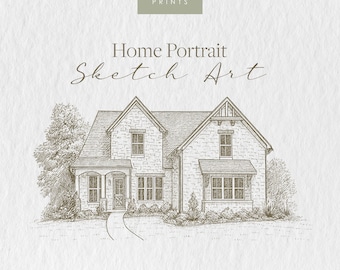 Custom Home Portrait Sketch: Architectural Line Art (Digital Download