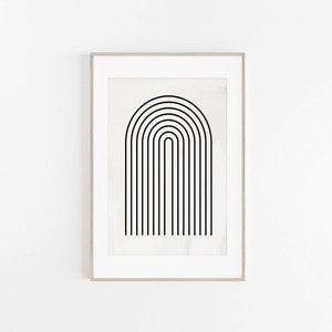 Black & White Rainbow Print, Boho Print, Poster Print, Abstract Art, Gallery Wall Art, Minimalist Printable Wall Art, Rainbow Home Decor