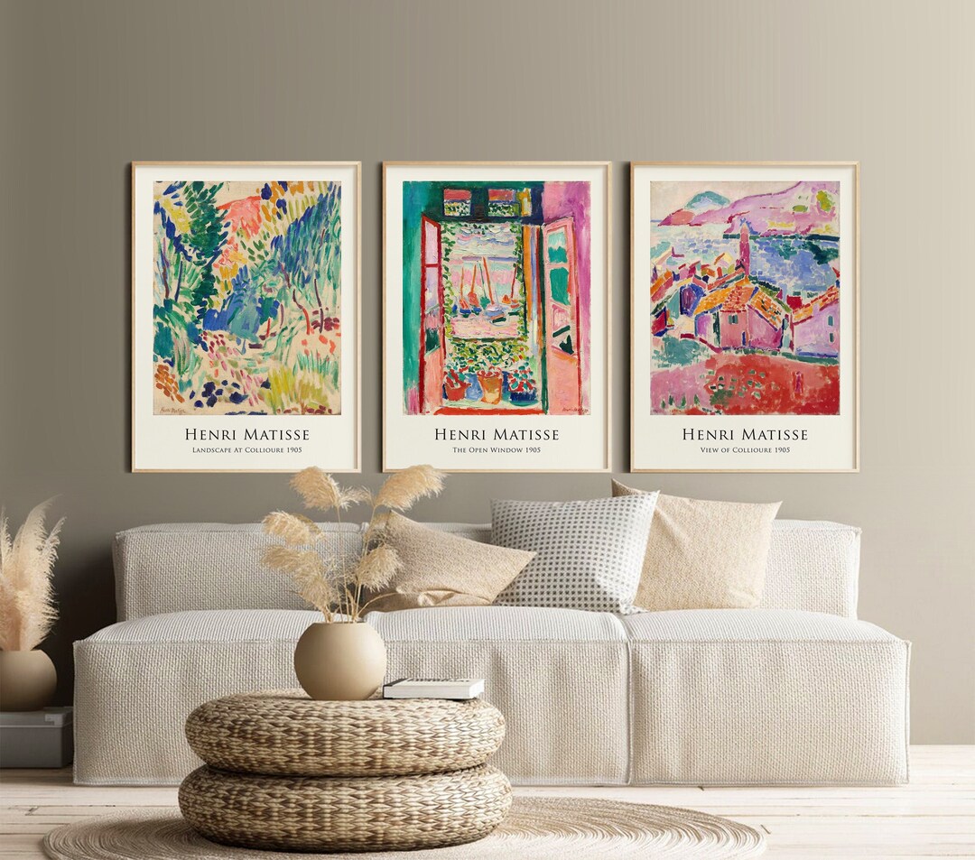 Matisse Prints Set, Gallery Wall Art Set, Eclectic Wall Set of 3, Pink ...