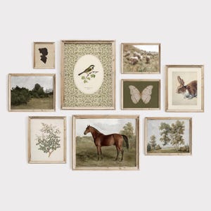 Vintage Farmhouse Gallery Wall Art Set: Beige & Green Tones (Digital Download)