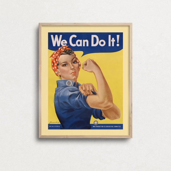 We Can Do It Poster, Rosie The Riveter Prints, Affiche féministe, World War Wall Art, Affiche rétro, Propagande de guerre, Décoration murale, Décoration intérieure