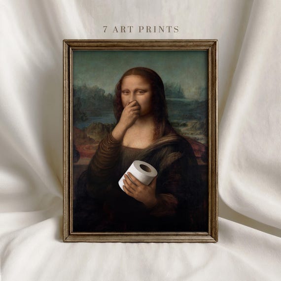 Funny Mona Lisa Toilet Paper Print: Humorous Bathroom Renaissance Art (Digital Download)