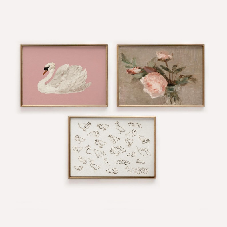 Pink Nursery Gallery Wall Art Set: Vintage Prints (digital Download) - Etsy
