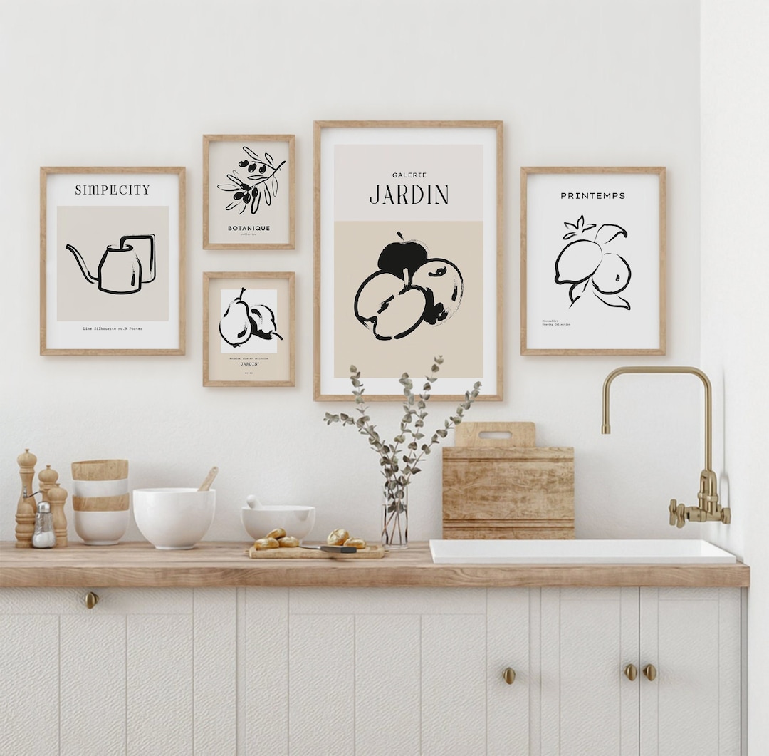 Kitchen Gallery Wall Set, Kitchen Print Set of 5, Kitchen Wall Decor ...