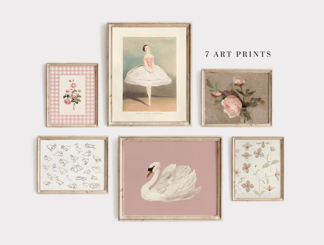 Pink Nursery Gallery Wall Art Set: Vintage Prints (digital Download) - Etsy