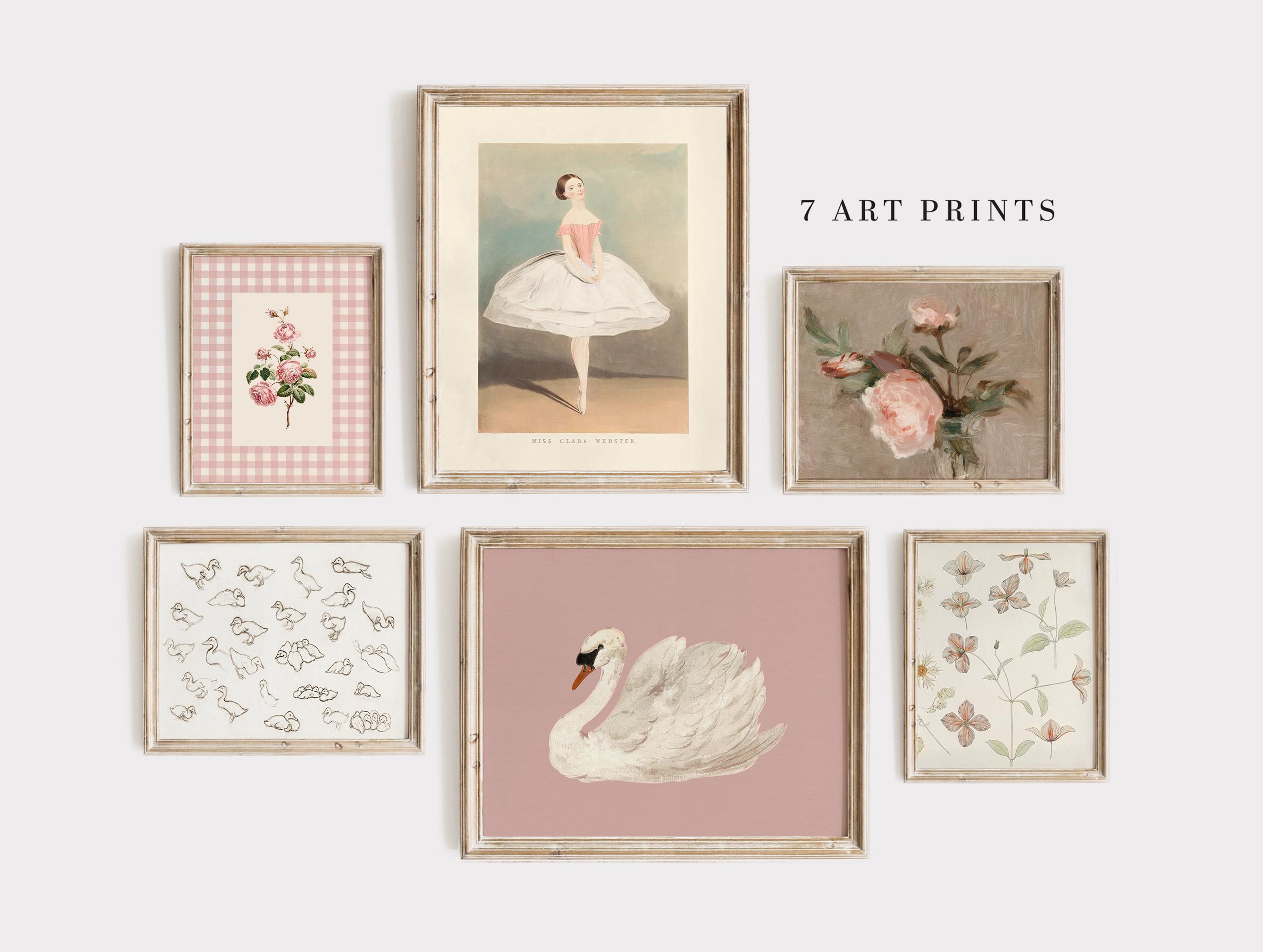 Pink Nursery Gallery Wall Art Set: Vintage Prints (digital Download) - Etsy