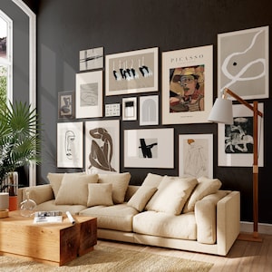 Conjunto de parede de galeria moderna com 14, conjunto de impressão de arte boho abstrata, arte contemporânea, impressão de Picasso, pôster de Matisse, decoração minimalista, DOWNLOAD DIGITAL