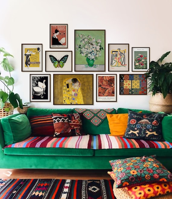 Eclectic Gallery Wall Art Print Set: Klimt, Van Gogh, Picasso