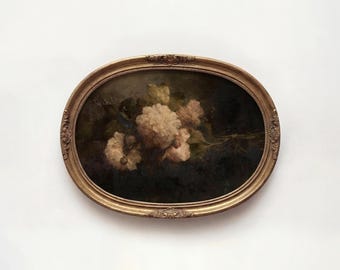 Moody Peonies Vintage Oil Painting Print: Dark Floral Wall Art (Digital Download)