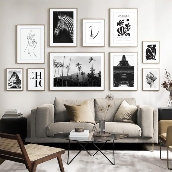 Set of 10 Prints Gallery Wall Set Wall Collage Kit Modern Wall Decor Wall Prints Bundle Art Print Black and White Digital Download Etsy Denmark