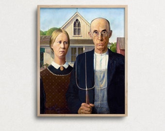 American Gothic Print: Grant Wood Painting, Vintage Home Decor (Digital Download)
